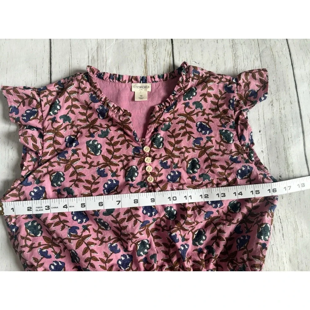 Crewcuts J Crew Girls 12 Floral‎ Print Dress Mauve Pink Flowers Cap Sleeve